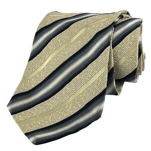 Pavone Tie Mens One Size Gold Black Grey Textured jacquard stripe Made in Italy